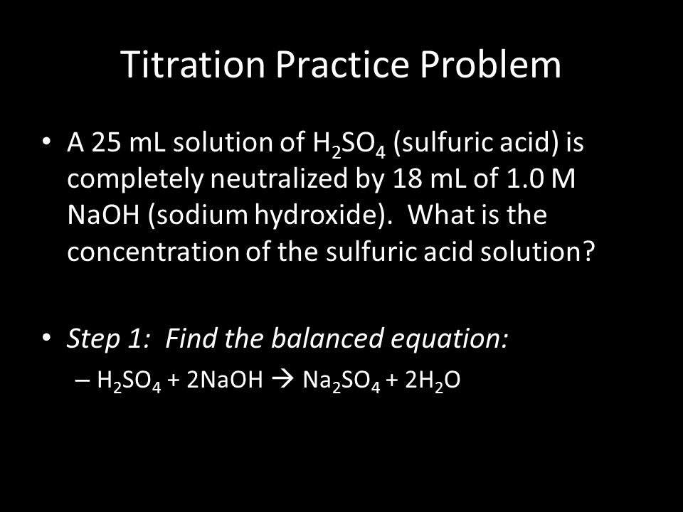 Titration finding concentration solution sulphuric acid
